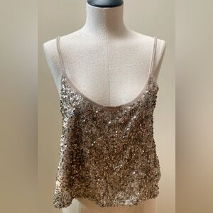 Women’s gold sequin tank
